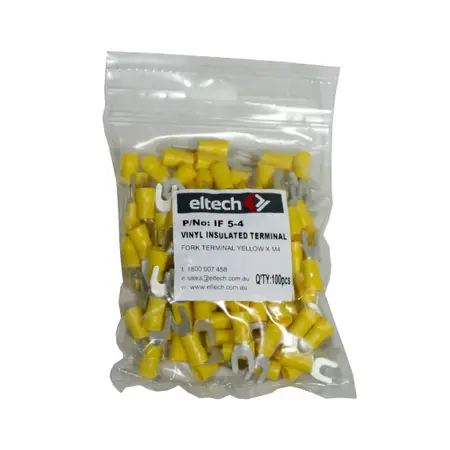 Pre-Insulated Fork Terminal – Single – Yellow M4