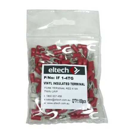 Pre-Insulated Fork Terminal – Twin – Red M4