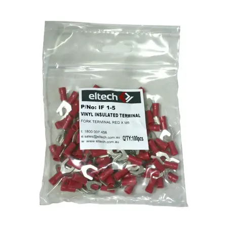 Pre-Insulated Fork Terminal – Single – Red M5