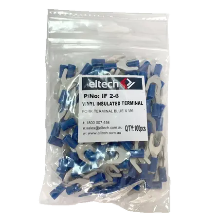 Pre-Insulated Fork Terminal – Single- Blue M6