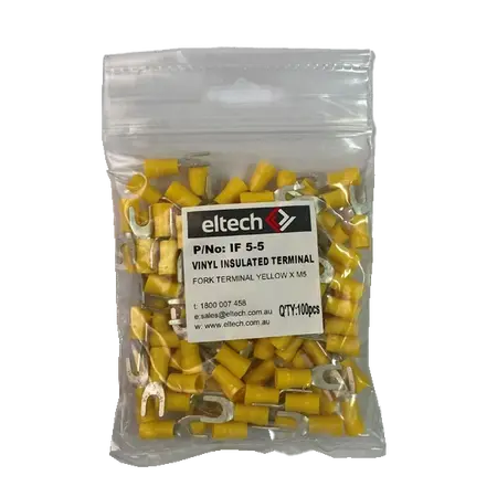 Pre-Insulated Fork Terminal – Single – Yellow M5