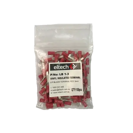 Pre-Insulated Lip Blade Terminal – Single – Red 3.0mm