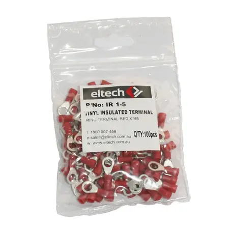Pre-Insulated Ring Terminal – Single – Red M5