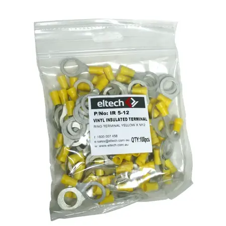 Pre-Insulated Ring Terminal – Single – Yellow M12