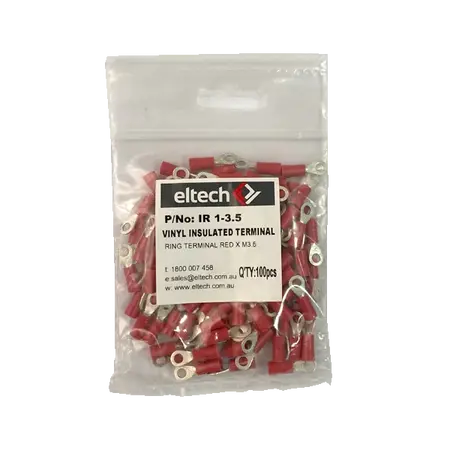 Pre-Insulated Ring Terminal – Single – Red M3.5