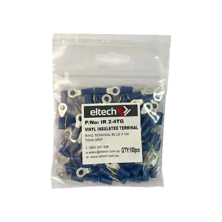 Pre-Insulated Ring Terminal – Twin – Blue M4