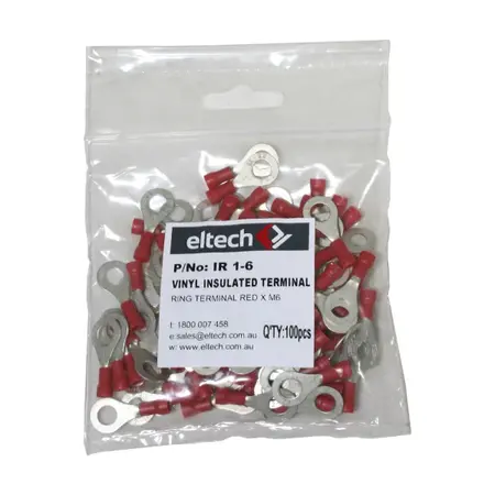 Pre-Insulated Ring Terminal – Single – Red M6