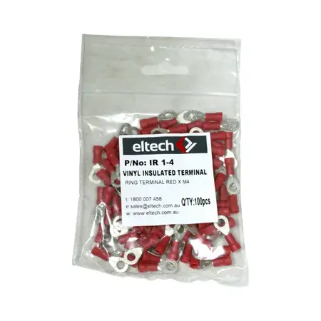 Pre-Insulated Ring Terminal – Single – Red M4