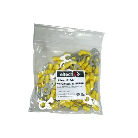 Pre-Insulated Ring Terminal – Single – Yellow M8