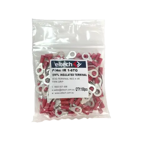 Pre-Insulated Ring Terminal – Twin – Red M6