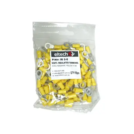 Pre-Insulated Ring Terminal – Single – Yellow M6