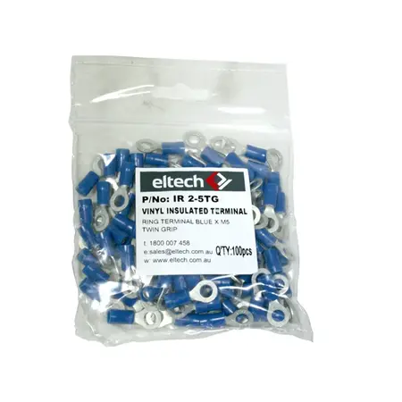 Pre-Insulated Ring Terminal – Twin – Blue M5