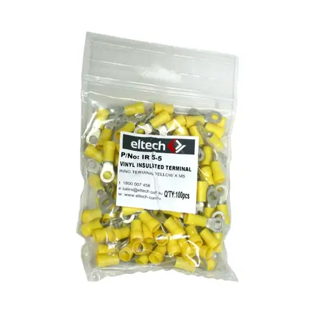 Pre-Insulated Ring Terminal – Single – Yellow M5