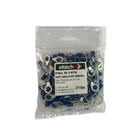 Pre-Insulated Ring Terminal – Twin – Blue M8