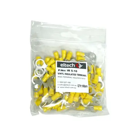 Pre-Insulated Ring Terminal – Single – Yellow M10