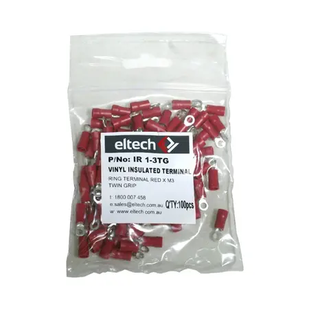 Pre-Insulated Ring Terminal – Twin – Red M3