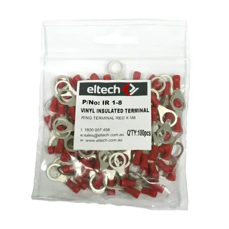 Pre-Insulated Ring Terminal – Single – Red M8