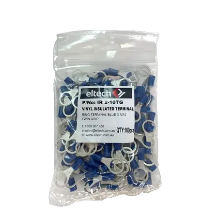 Pre-Insulated Ring Terminal – Twin – Blue M10