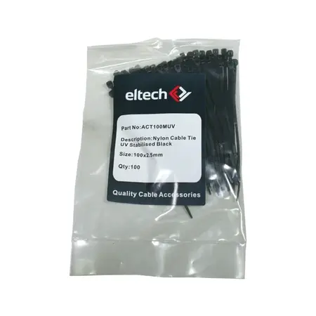 Nylon Cable Tie 100 X 2.5mm UV Stabilised Black