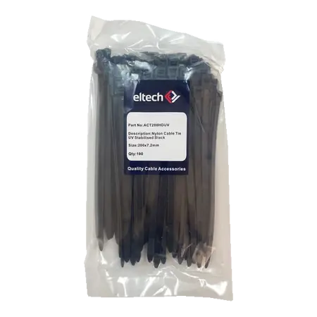 Nylon Cable Tie 200 X 7.2mm UV Stabilised Black