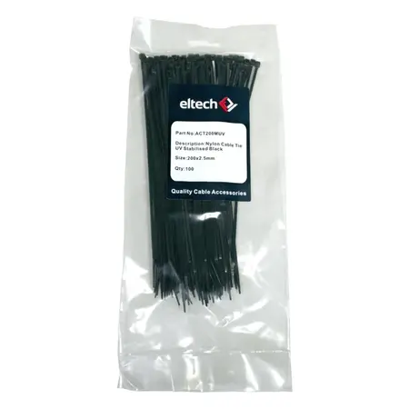 Nylon Cable Tie 200 X 2.5mm UV Stabilised Black