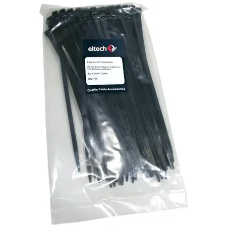 Nylon Cable Tie 300 X 7.2mm UV Stabilised Black