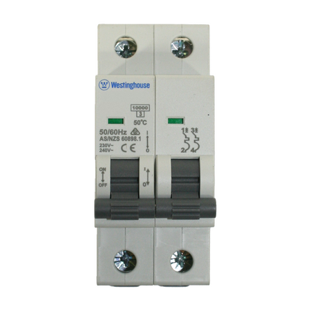 MCB 10A 2P C Curve 10kA