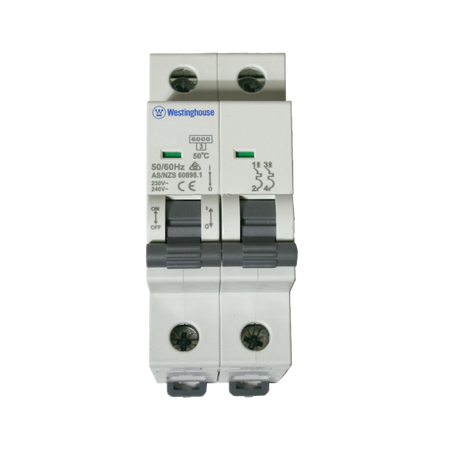 MCB 20A 2P C Curve 6kA