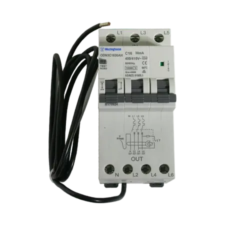 RCBO 16A 30mA 3P C Curve 10kA Chassis Mount