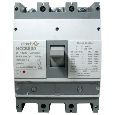 MCCB 800A 3 pole 70kA L Frame – Adjustable Thermal & Magnetic