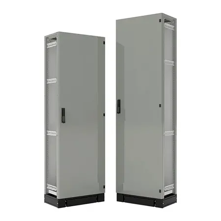 Cable chamber with door & perforated mounting plate – 400w x 2000h x 375d – Grey