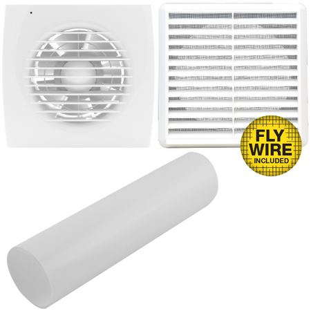 100mm Wall Exhaust Fan Kit | Includes Wall Tube & Grille | Designed for Effective Ventilation by Fantech