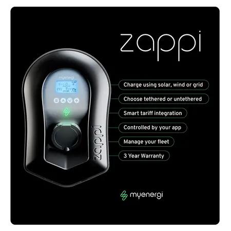 V2.1 zappi Multiphase (7kW/22kW) Untethered Black