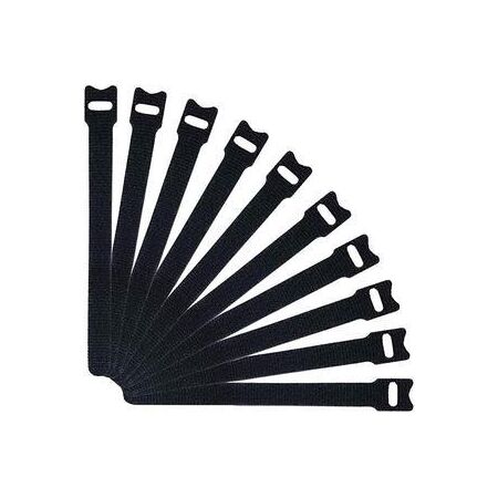 Hook & Loop Cable Tie | Reusable Fastening System | Durable Black Material | Adjustable Size | Tuff