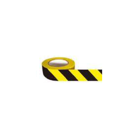 Yellow & Black Stripe Hazard Tape | 75mm Width | Weather Resistant & High Visibility | 50m Length by Tuff