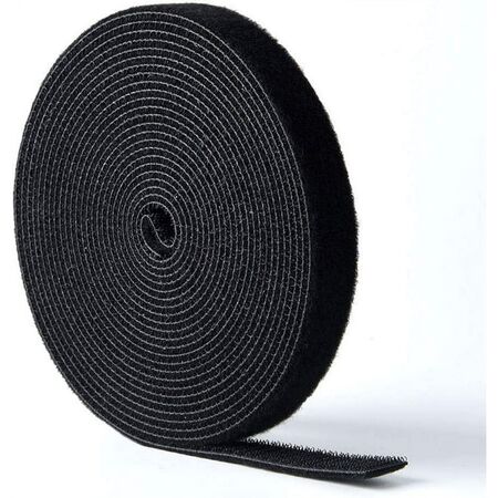 Hook & Loop Roll Black | 19mm Width | 25m Length | Durable Fastening by Tuff