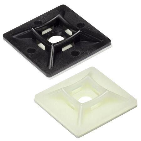 Adhesive Cable Tie Mount | 19mm x 19mm | Natural Color & Easy Peel-and-Stick | Pack of 100 by Tuff