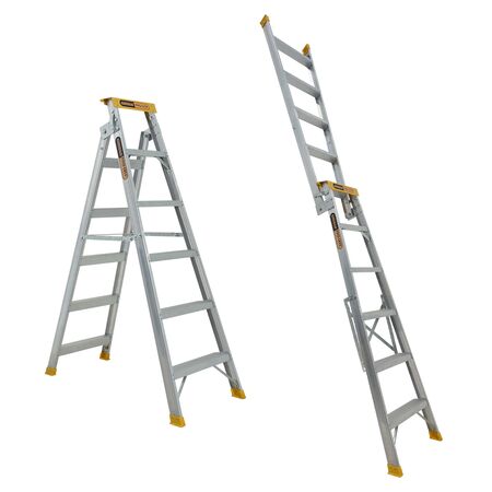 Dual Purpose Ladder 6 Step | Adjustable Height 1.75-3.14m | 150kg Load Capacity | Pro-Lite Aluminium by Gorilla Hartman