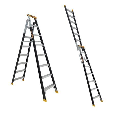 Dual Purpose Ladder 8 Step | 2.35-4.35m Reach | Pro-Lite Fibreglass | 150kg Load Capacity by Gorilla Hartman