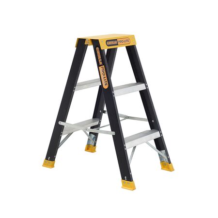 Double Sided A-Frame Ladder 3 Step | 0.85m Height | 150kg Load Capacity | Pro-Lite Fibreglass by Gorilla Hartman