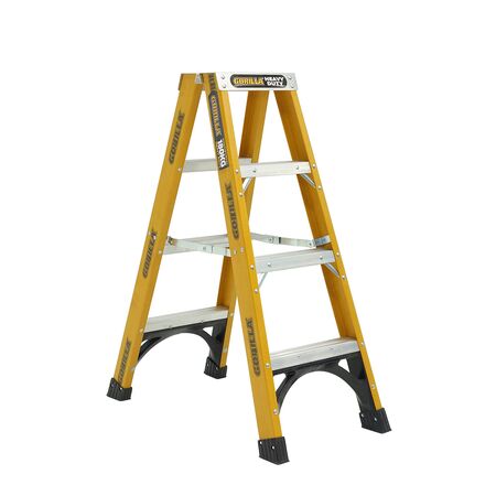 Double Sided A-Frame Ladder 1.2m | 180kg Load Capacity | Fibreglass Construction | Heavy Duty by Gorilla Hartman