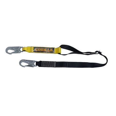 Adjustable Fall Arrest Lanyard | 1.3 to 1.7m Length | Energy Absorbing Design | Double Action Snap Hooks by Gorilla Hartman