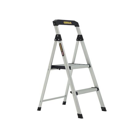 Household Step Ladder 2 Step | 120kg Load Capacity | Lightweight Metal Frame & Tool Tray | Compact Design by Gorilla Hartman