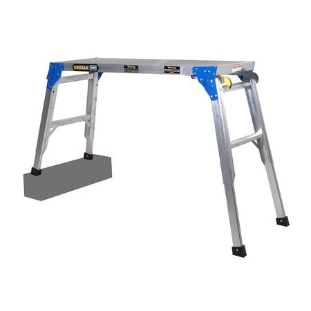 Adjustable Work Platform with Connecting Brackets | 0.6 to 0.9m Height | 1100 x 390 mm Area | Positive Locking Mechanism by Gorilla Hartman