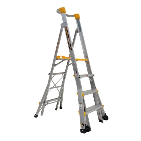 Adjustable Height Platform Ladder 1.2-1.8m | Heavy Duty Aluminium | 180kg Load Capacity | Safety Handrail by Gorilla Hartman