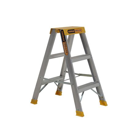Double Sided A-Frame Ladder 3 Step | 150kg Load Capacity | Lightweight Pro-Lite Aluminium | 0.85m Height by Gorilla Hartman