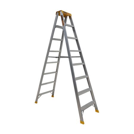 Double Sided A-Frame Ladder 8 Step | 2.35m Height | 150kg Load Capacity | Pro-Lite Aluminium by Gorilla Hartman