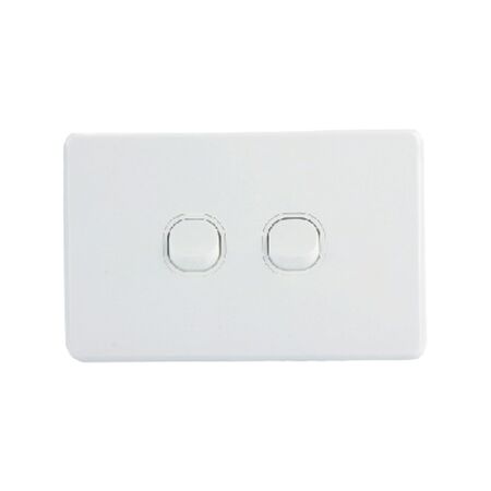 AVOL 2 Gang Light Switch 10A | White | Horizontal