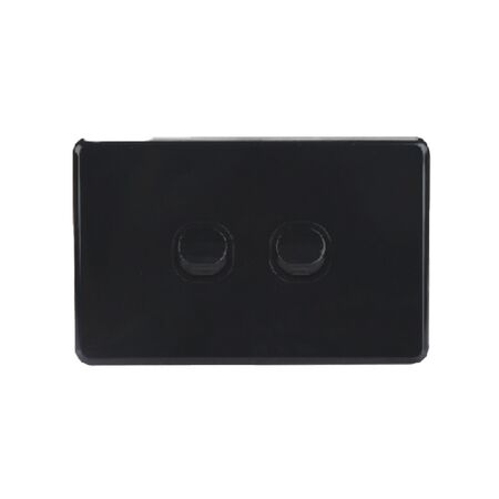 AVOL Power Point 2 Gang Single Pole | 250VAC 10A | Black | Horizontal