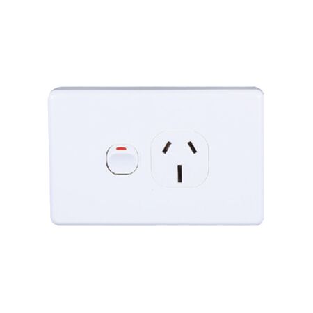 AVOL Power Point 1 Gang Double Pole | 250VAC 15A | White | Horizontal